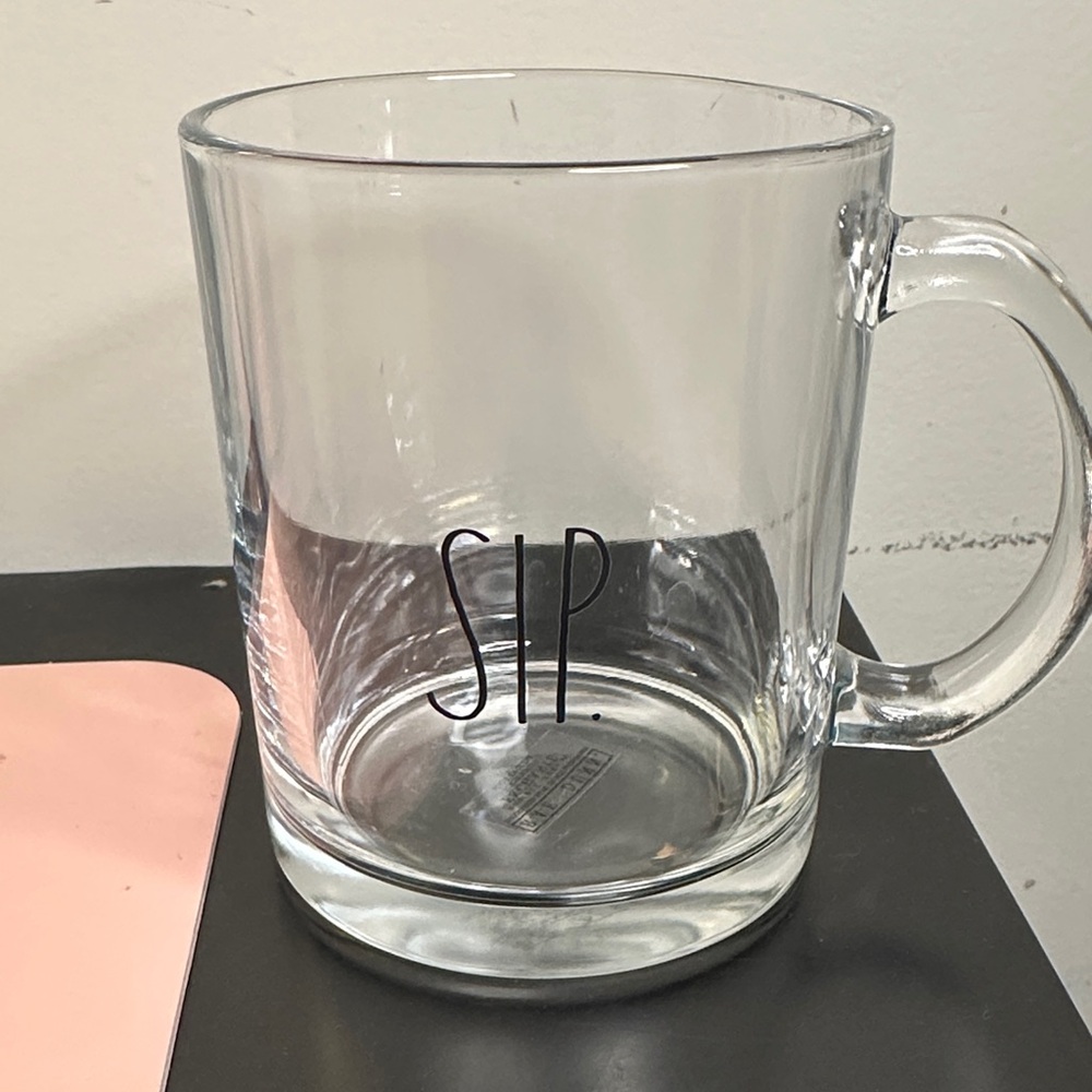 Clear Glass Mug by Rae Dunn